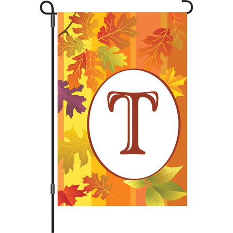 12 in. Fall Monogram Flag - T