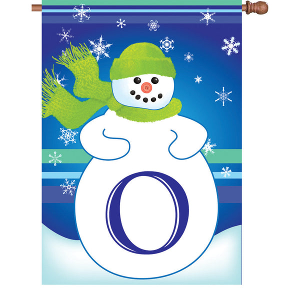 28 in. Winter Monogram Flag - O